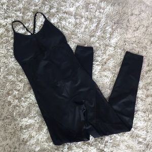 Athletic Black and Mesh Bodysuit Onesie Unitard